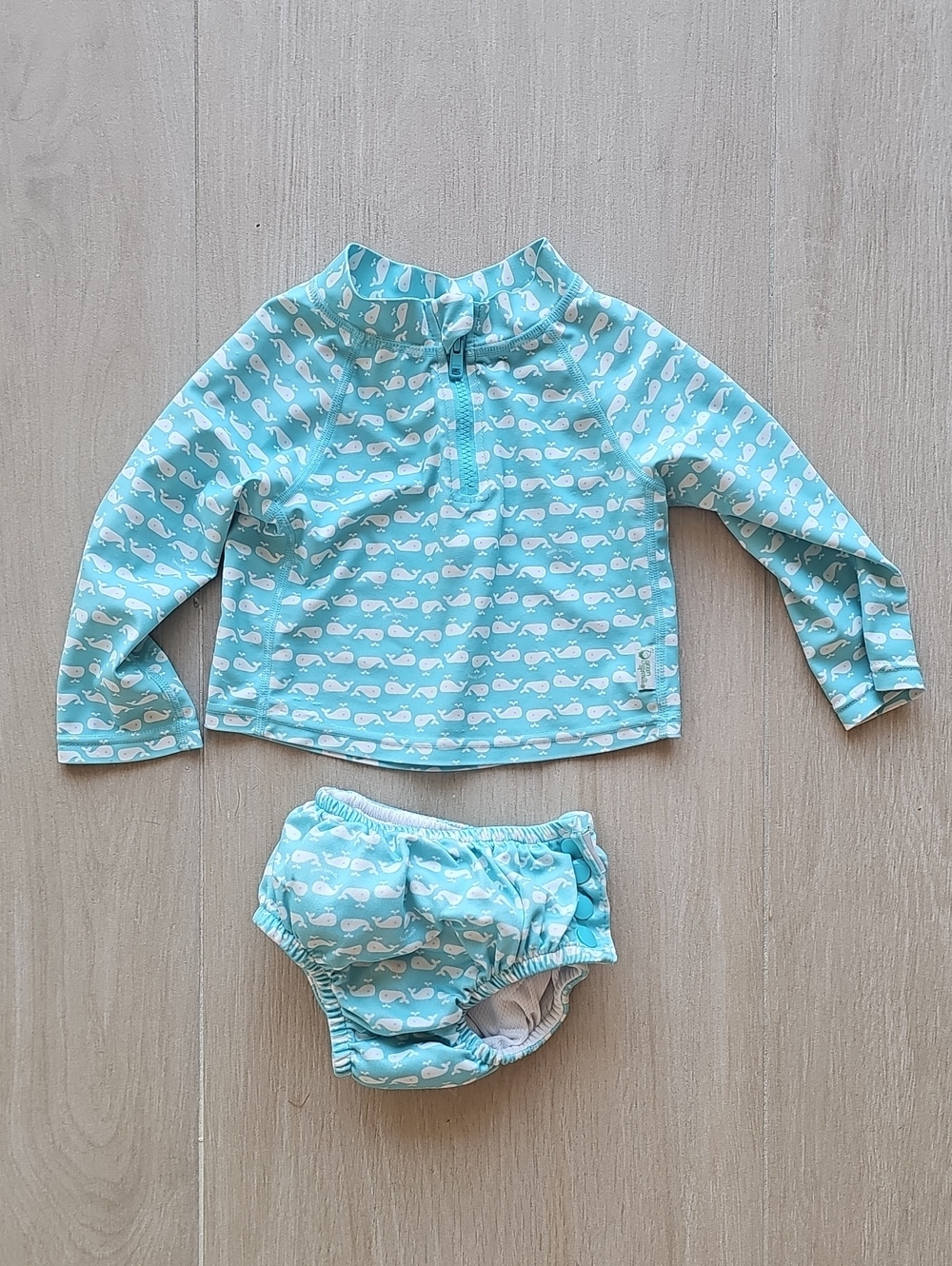 Green Sprouts Aqua Whale Long-Sleeve Kids Rashguard Set - Swim Top & Swim Diaper